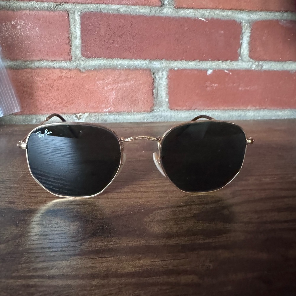 Ray-Ban Gold Frame Sunglasses with Black Lenses